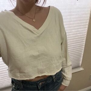 Madewell Cream V-Neck Crop Top